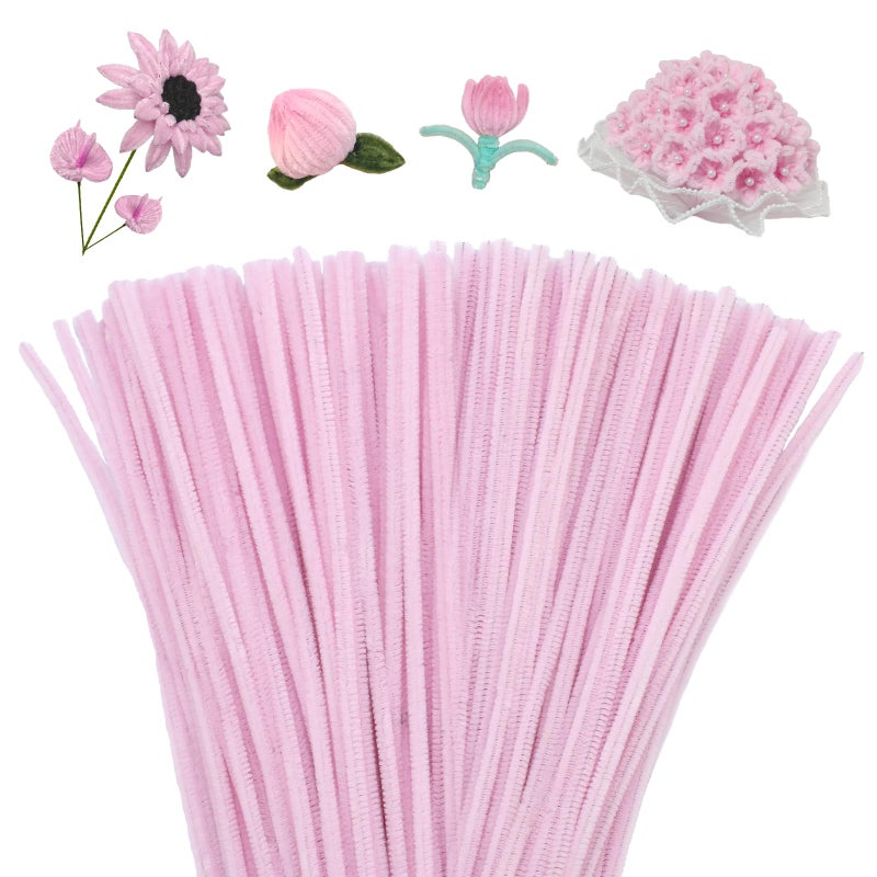 Mnuizu 200pcs Pipe Cleaners,Pipe Cleaners Chenille Stems for Craft, Fuzzy Sticks Christmas Craft Supplies for DIY Art & Creative Crafts Decorations(Light Pink) - Image 1